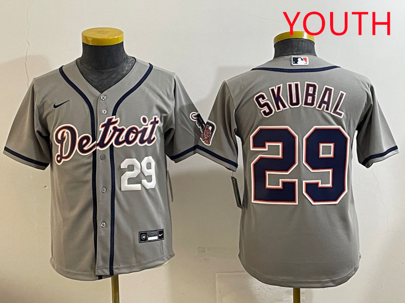Youth 2025 Detroit Tigers #29 Skubal grey Nike MLB jersey style 8